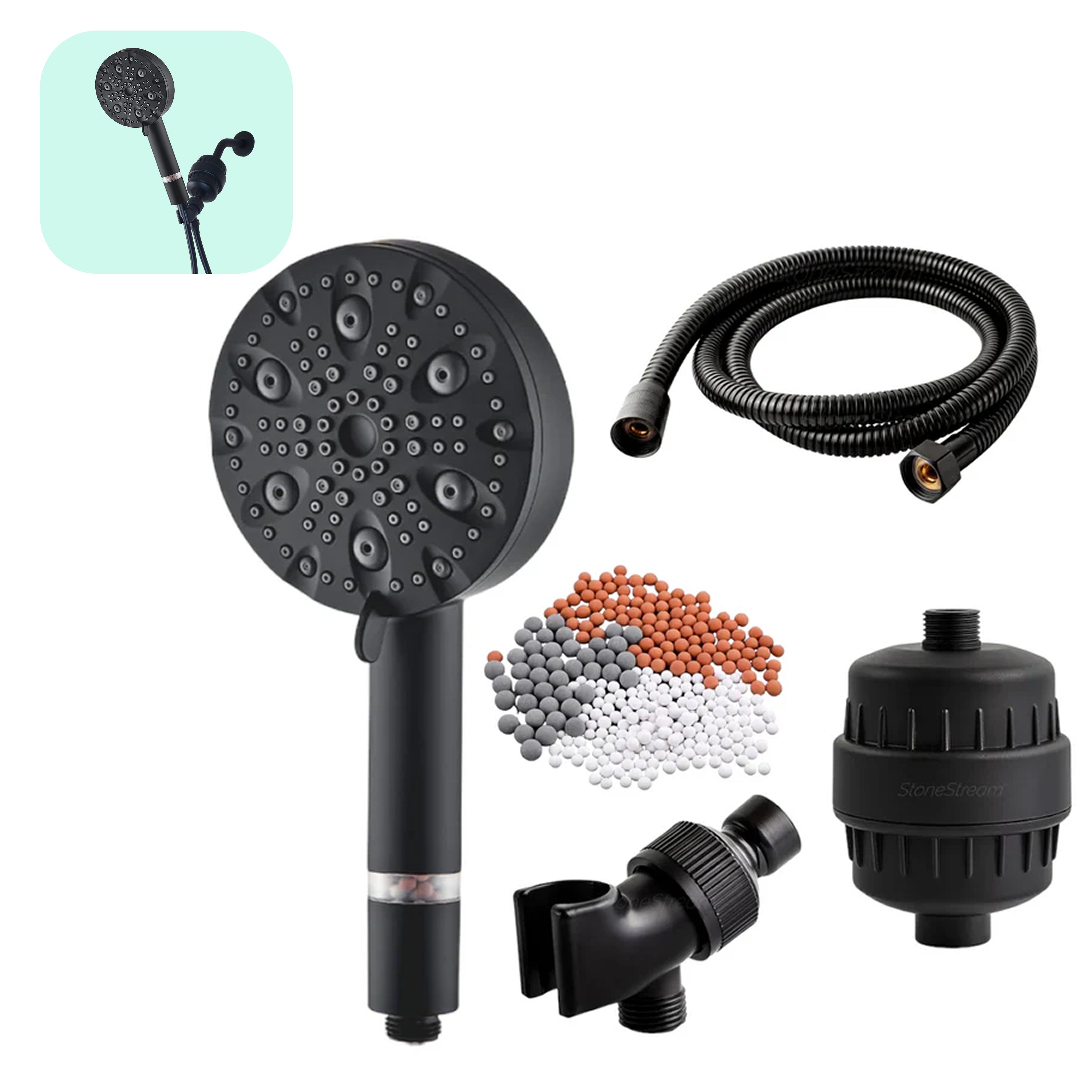 Ecolux 9-režimová vysokotlaká sprchová hlavice (filtrovaná)