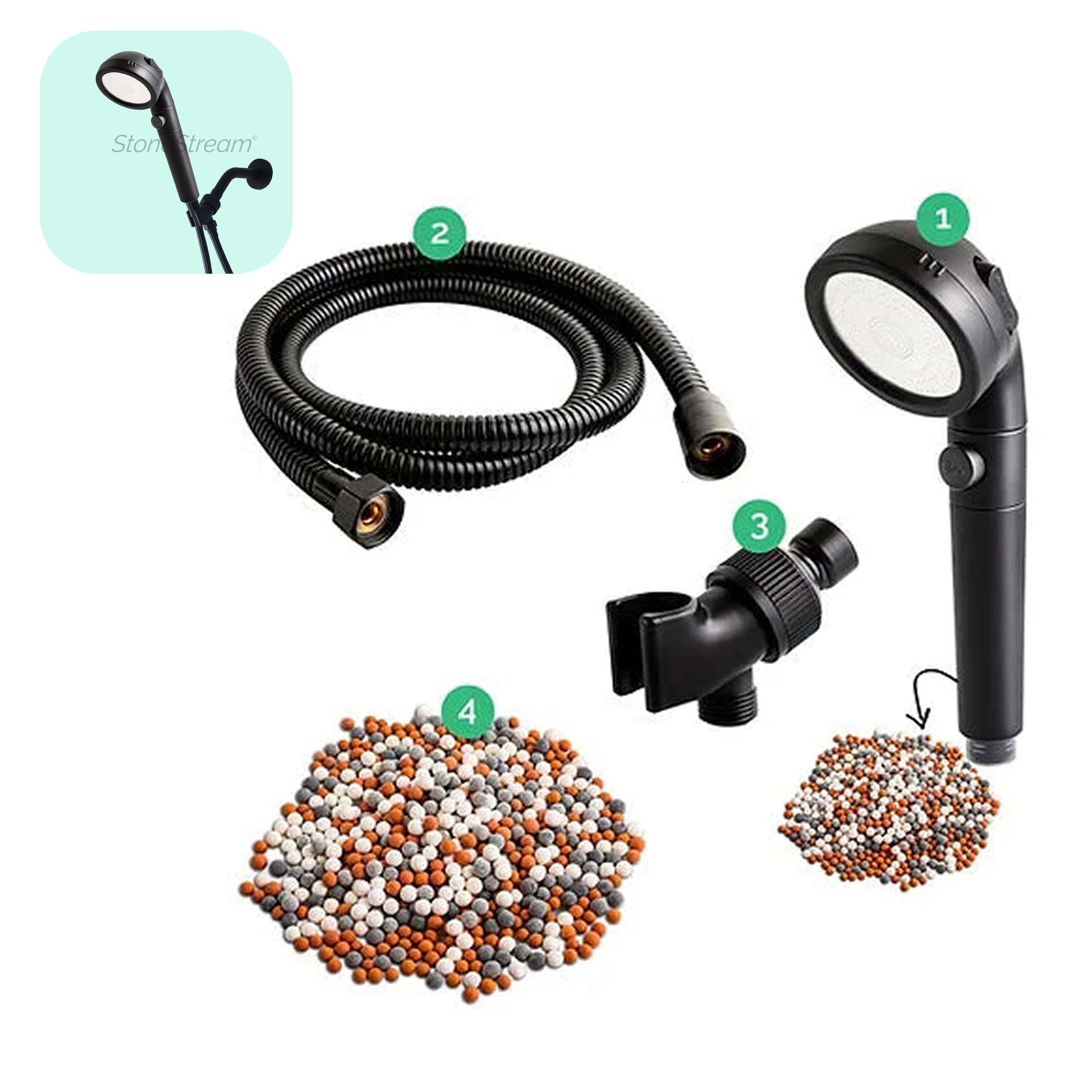 Černá sprchová hlava Ecopower