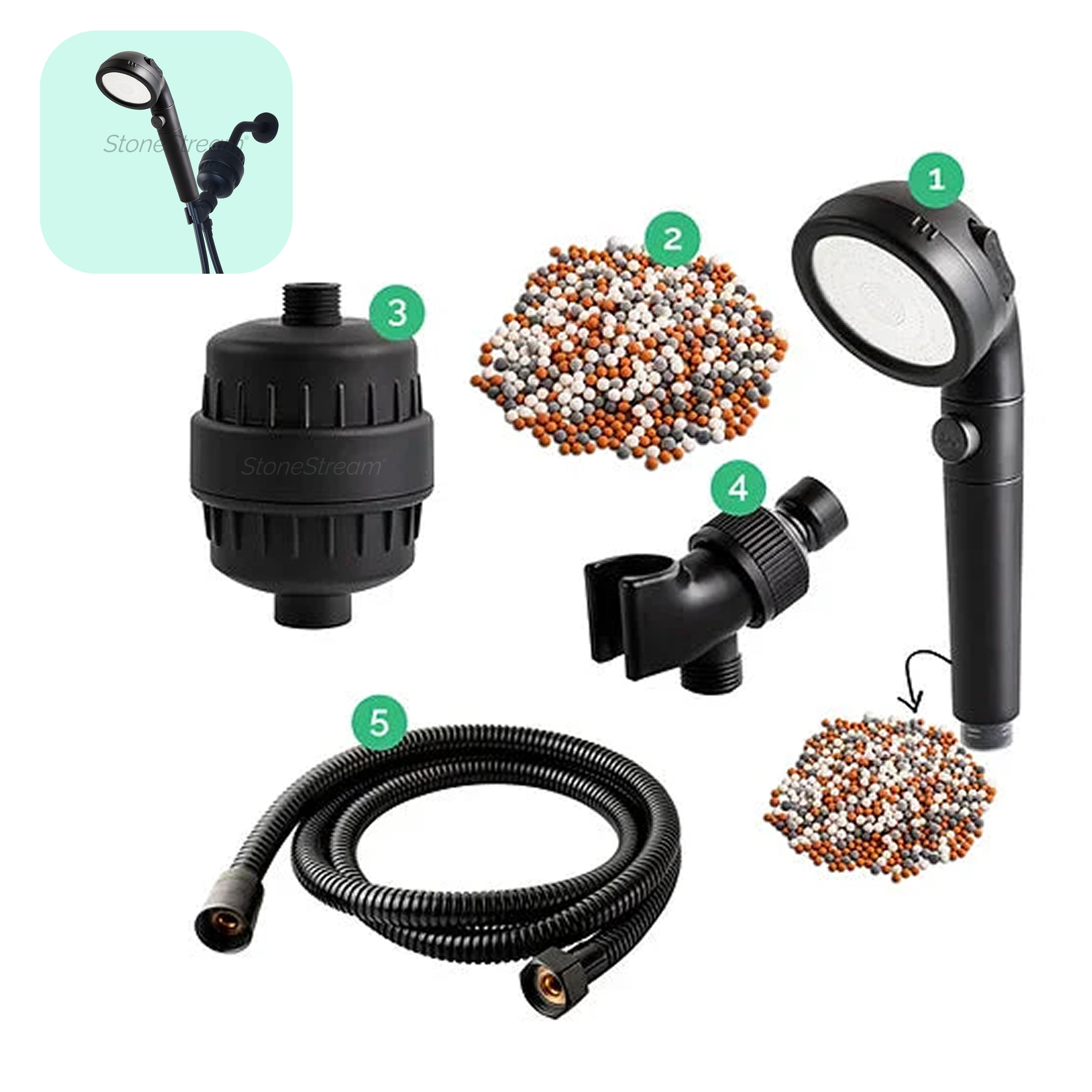 Černá sprchová hlava Ecopower