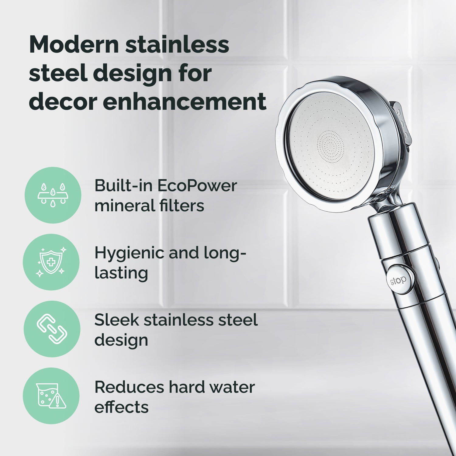 Ecolux Metalická sprchová hlavice