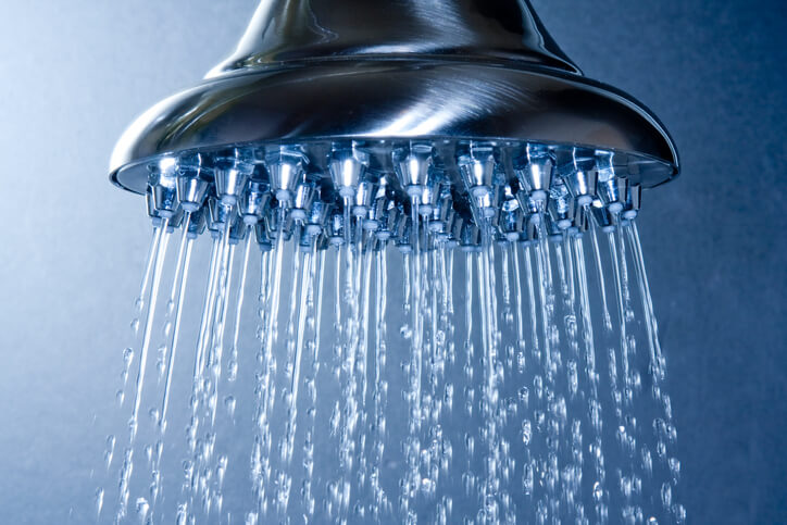 Chlorine water treatment at municipal plant before reaching home showers