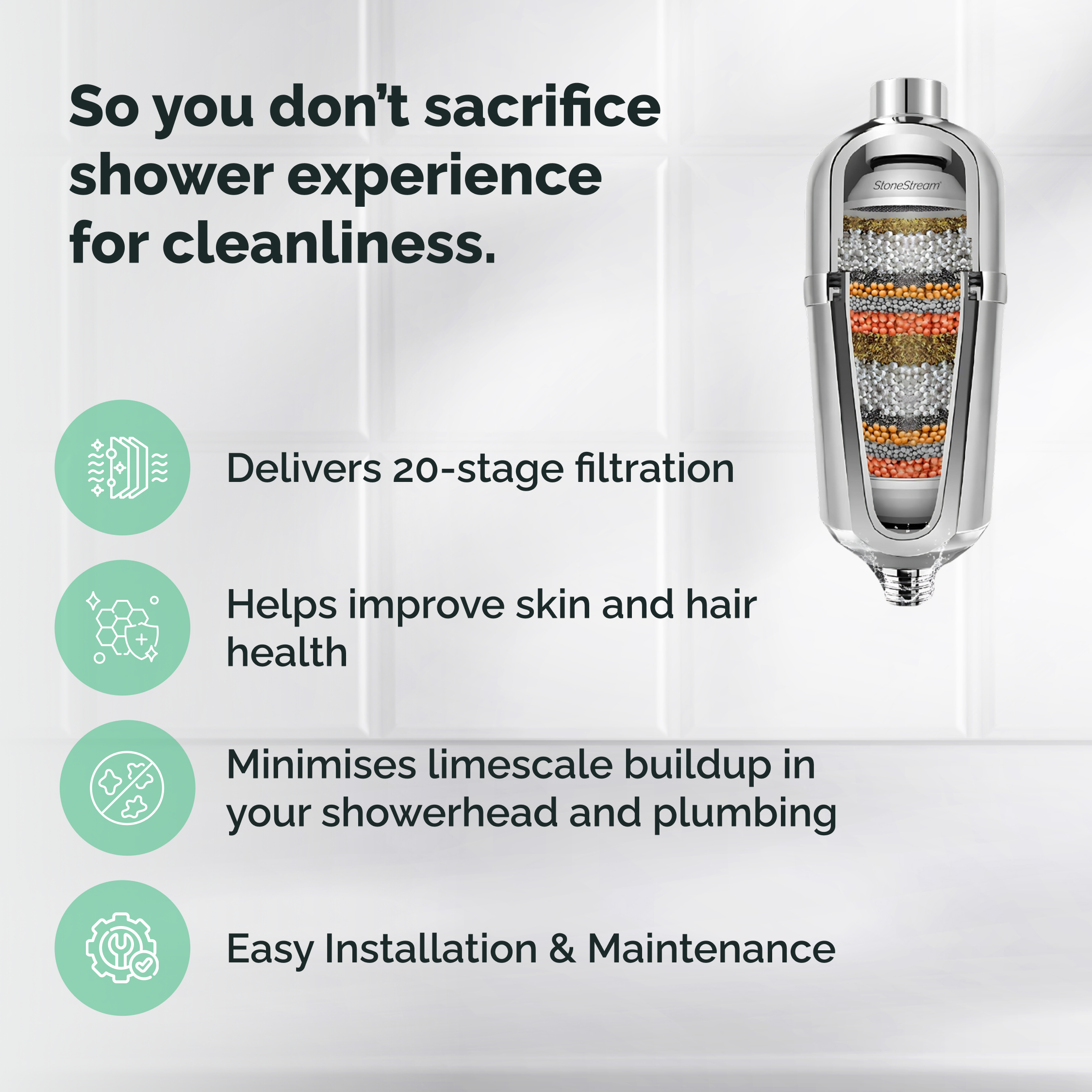 Pokročilý sprchový filtr na tvrdou vodu