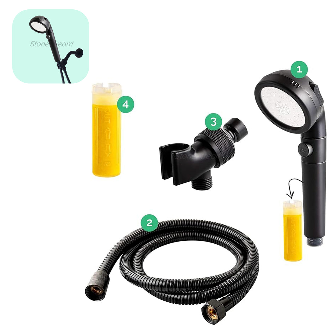 Ecopower 4-in-1 vitamín C černá sprchová souprava