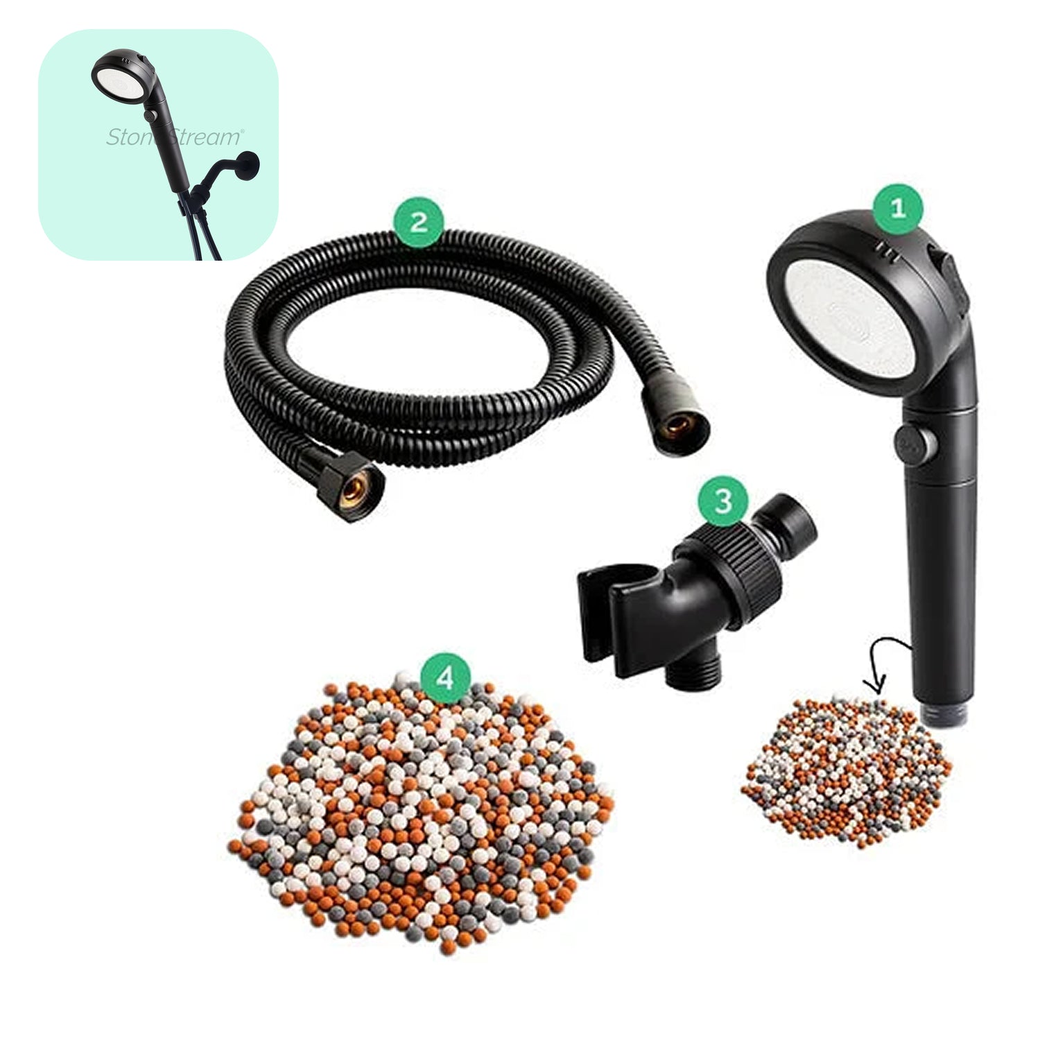 Černá sprchová hlava Ecopower
