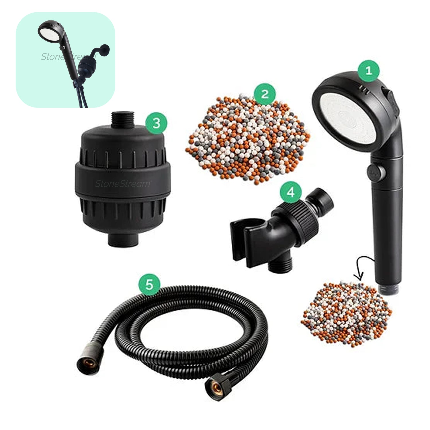 Černá sprchová hlava Ecopower
