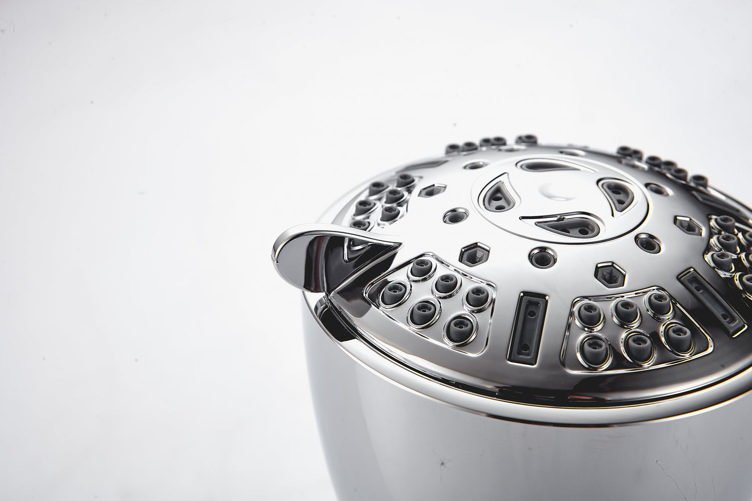 Modern chrome wall-mounted rainfall shower head