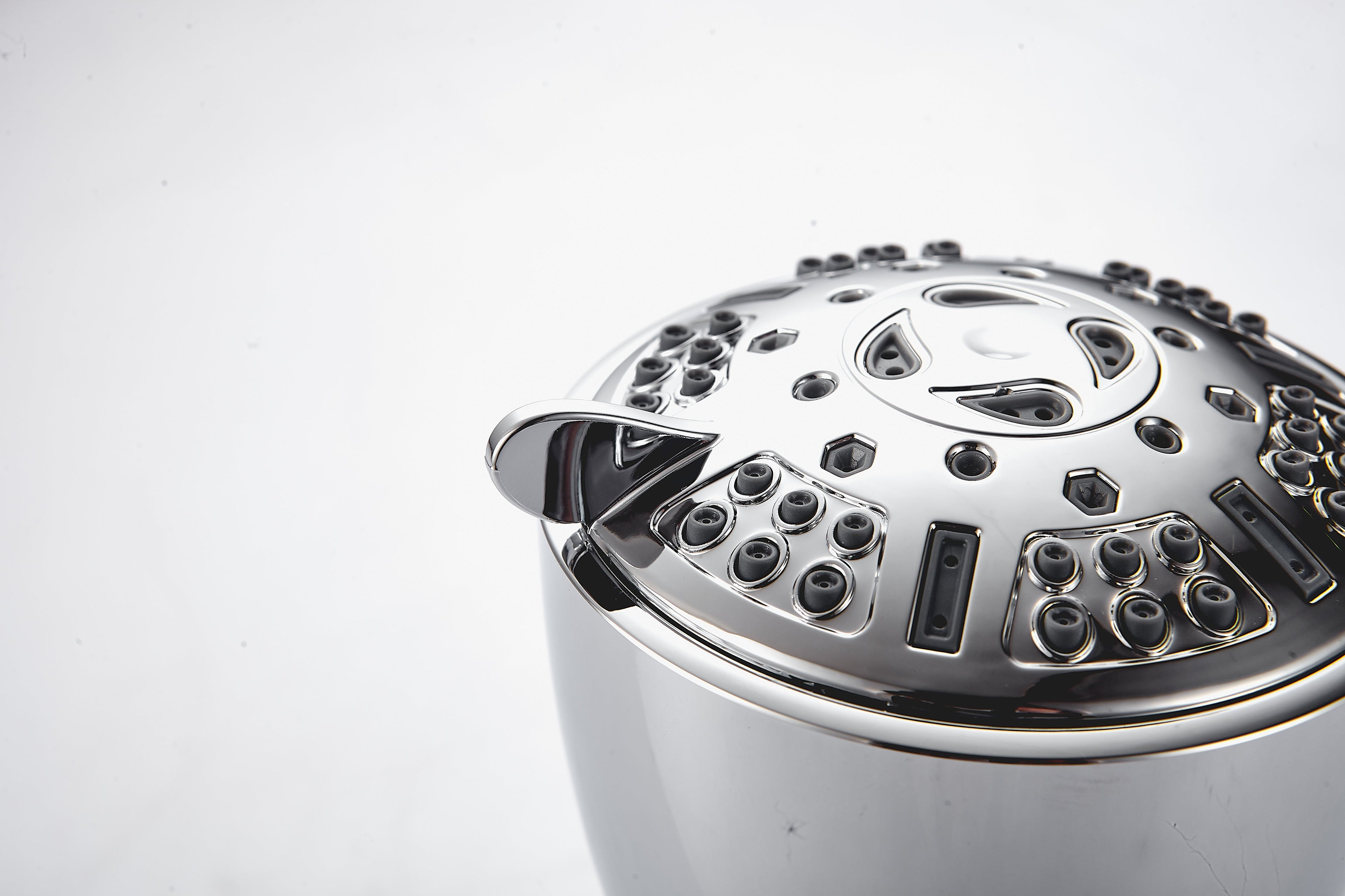 Modern chrome wall-mounted rainfall shower head