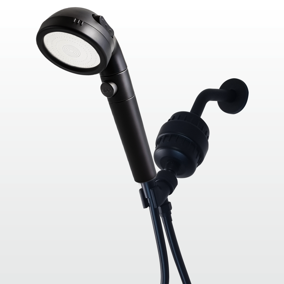 Černá sprchová hlava Ecopower s filtrační soupravou tvrdé vody