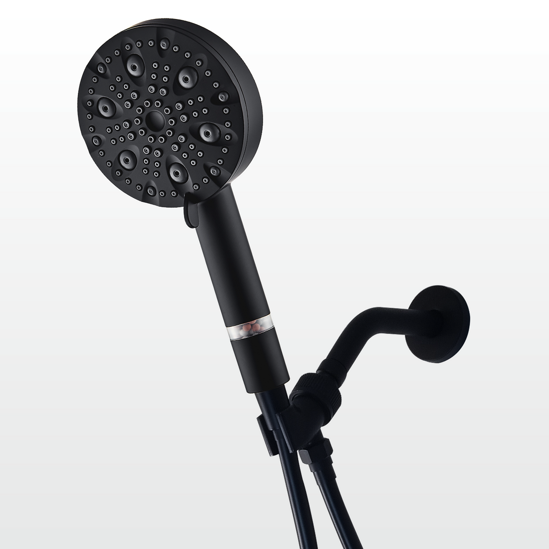 Sprchová hlava z nerezové oceli Ecolux 9-režim + adaptér na stěně