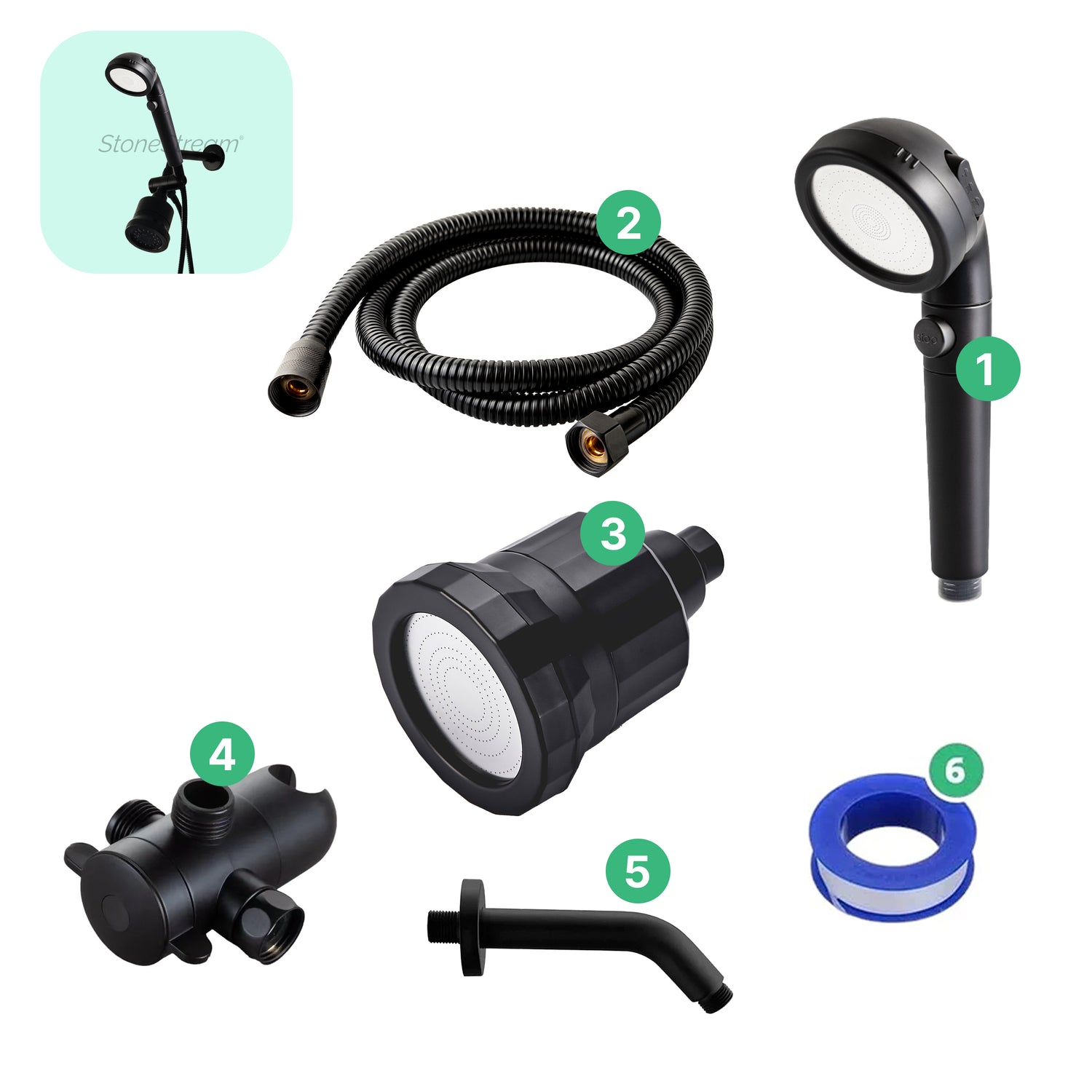 Černá sprchová hlavice Ecopower