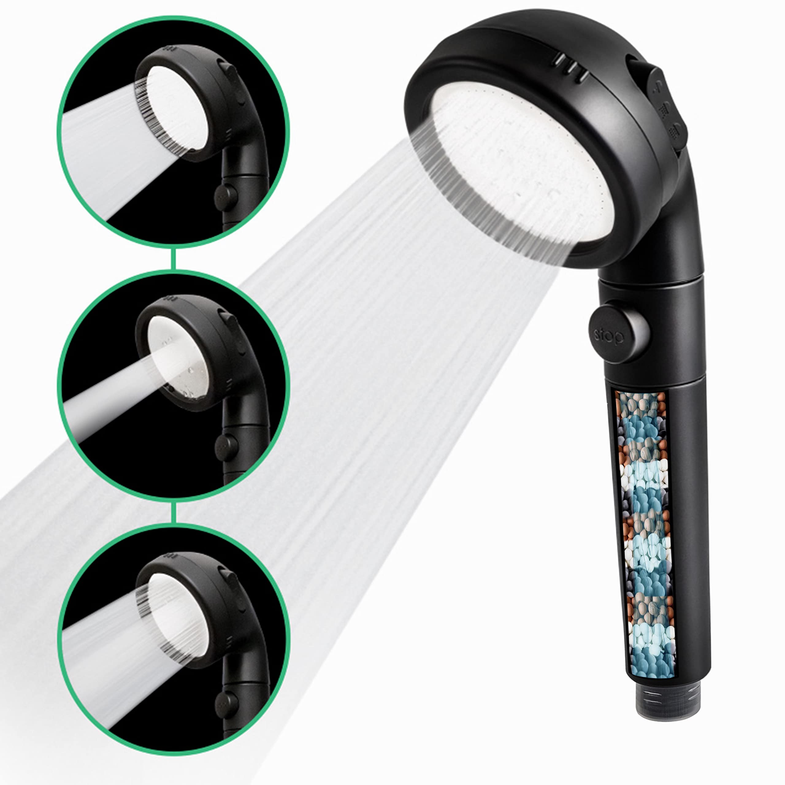 Eco-Friendly Black Shower Head, High-Pressure Water Saving